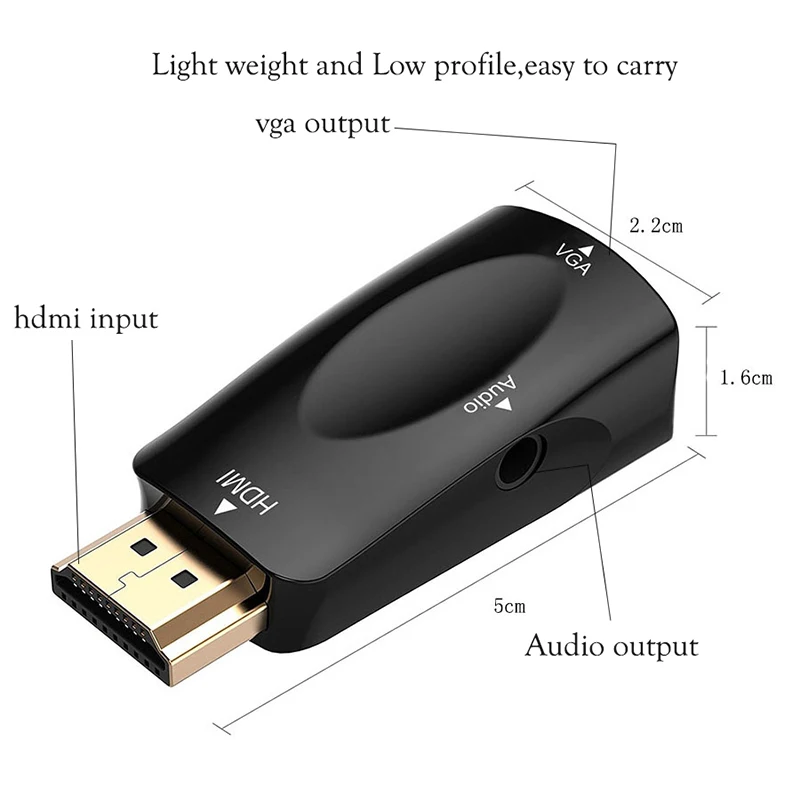 DISOUR HDMI 호환 VGA 컨버터 수-암 15 핀 어댑터, 오디오 FHD 1080P 720P 480P, PC 노트북 TV 박스 PC 프로젝터용