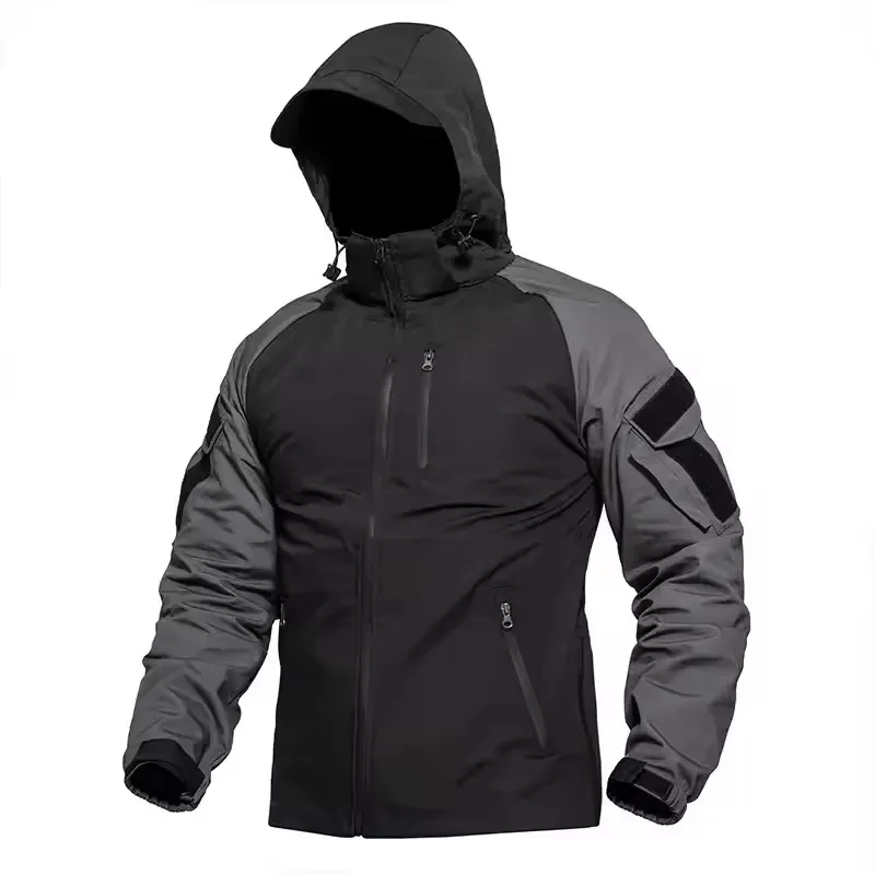 Mens Combat Sets Outdoor Wear-resistant Hooded Tactical Jacket+Multi Pocket Hunting Pants 2-piece Waterproof Training Suits 3