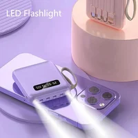 Mini Power Bank 10000mAh Fast Charging Built in 4 Cables Portable Charger Powerbank for IPhone Xiaomi IPhone External Battery 2