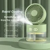 2024 Summer New Humidifier Spray Fan Portable USB Water-cooled Mini Desktop Household Appliances Water Mist Fan with LED Light 2