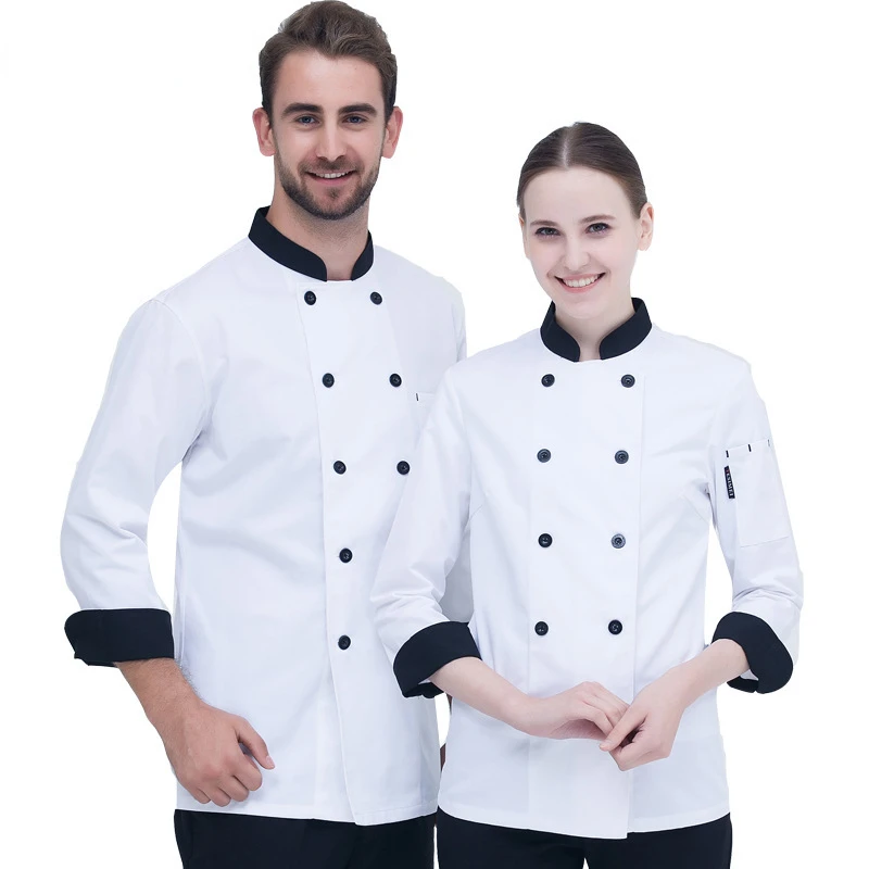 

Унисекс, кухонная куртка, Рабочая Рубашка шеф-повара, одежда для готовки в ресторане, униформа для пекарни и официанта с длинным рукавом для мужчин и женщин