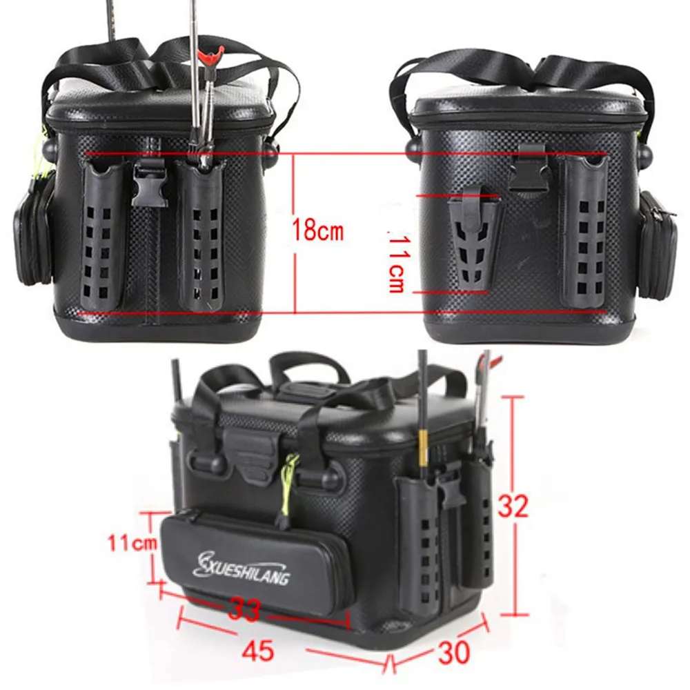 Portable EVA Fishing Rod Bag Bucket Suitcase Live Fish Box Camping Water Container Basin Tackle Storage Case Waterproof Shoulder