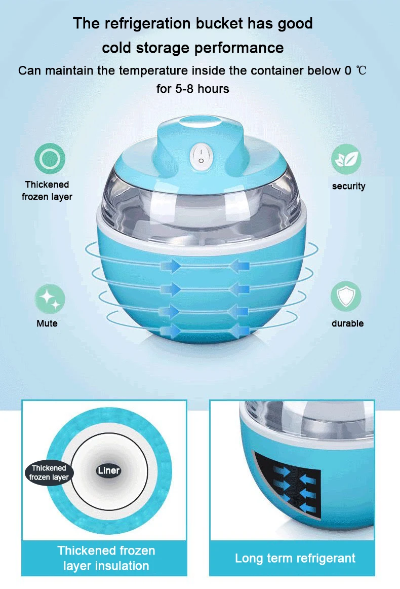 DMWD 1200ml Household Ice Cream Maker DIY Child Ice Cream Machine Portable  Ice Maker Available Easy