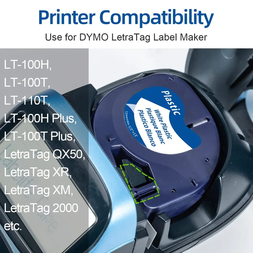 MarkField compatibel met Dymo Letratag Gele plastic etikettentape, zwart op geel, compatibel met Dymo LetraTag Gele etiketten LT100H LT100T, 12 mm x 4 m MarkField compatibel met Dymo Letratag Gele plastic etikettentape, zwart op geel, compatibel met Dymo LetraTag Gele etiketten LT100H LT100T, 12 mm x 4 m