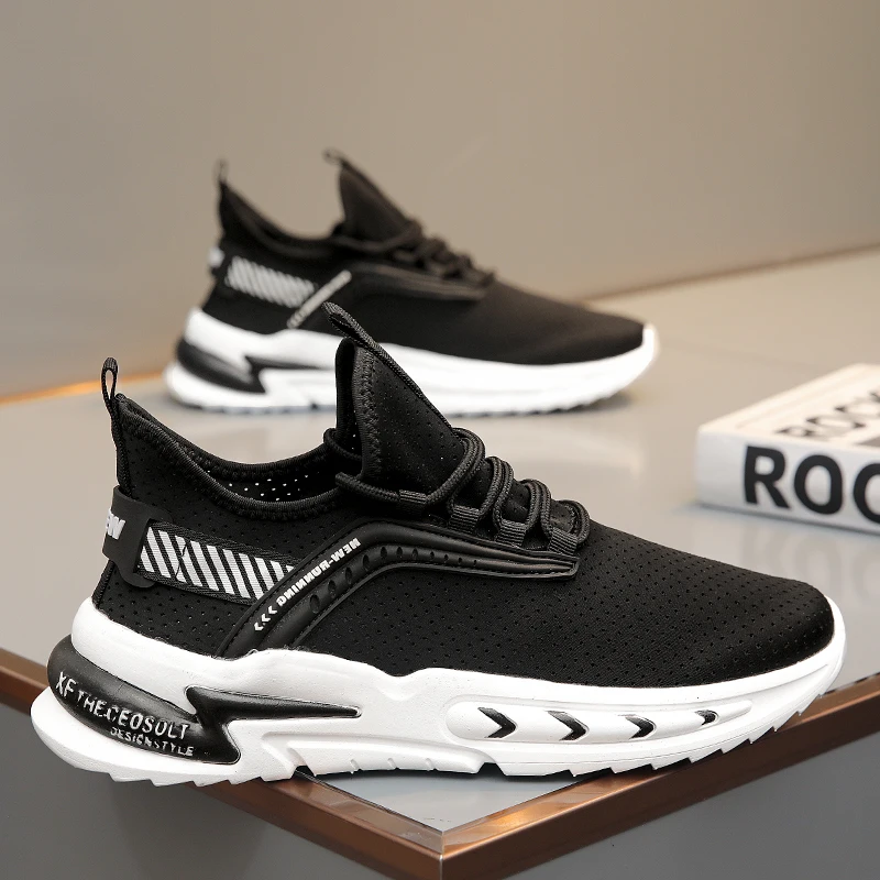 

2023 Men's Sneakers New Summer Sports Running Elastic Comfortable Fashion Non-slip Vulcanized Shoes Mesh Breathable Male Shoes