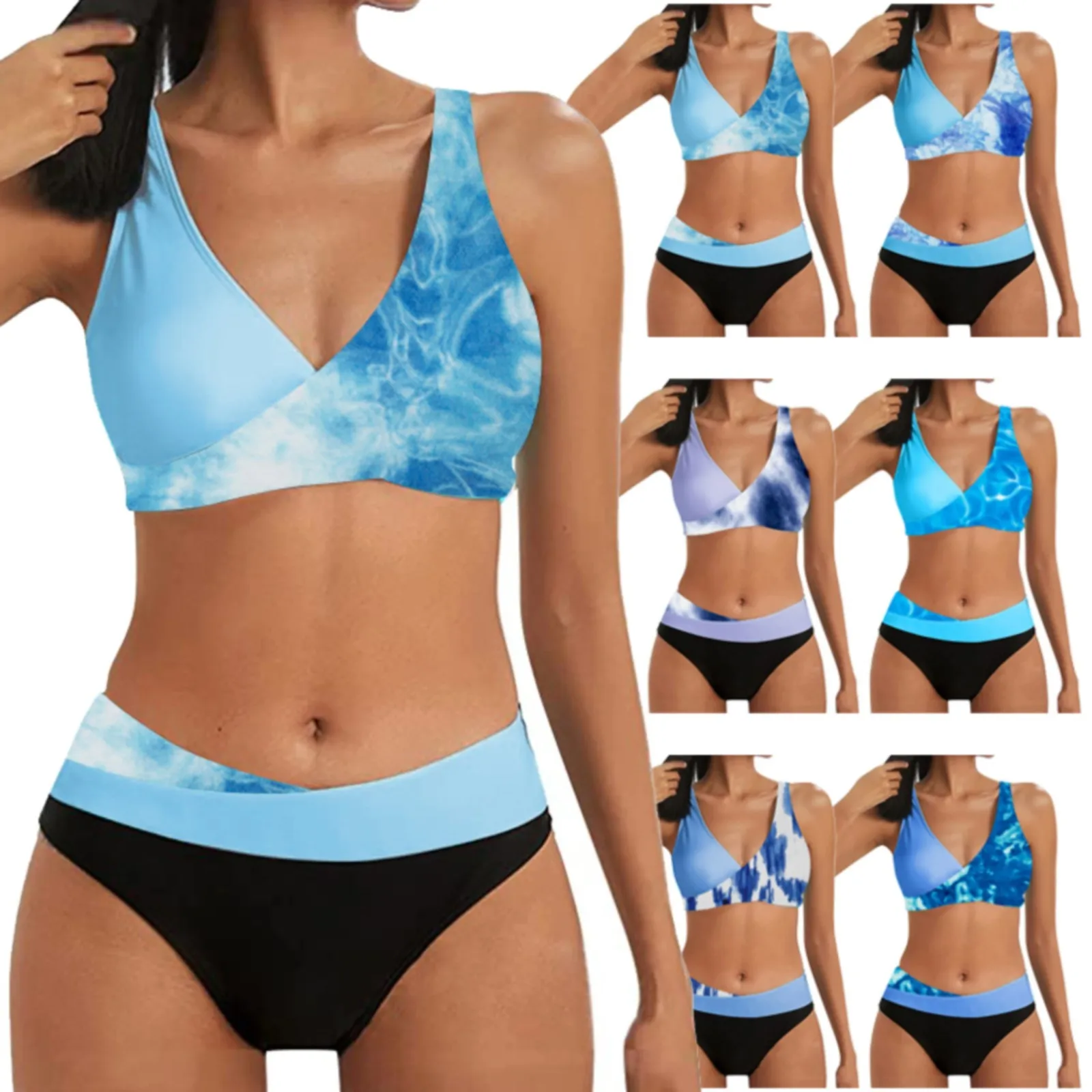 

Women's High Waisted Two Pieces Set Swimsuit pool swiming Thong Biquinis