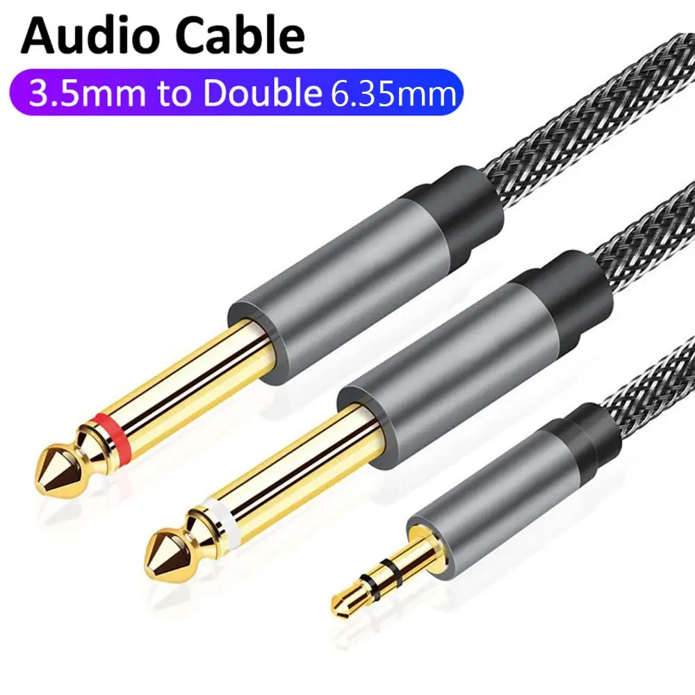 3.5mm to Double 6.35mm Audio Cable Stereo Aux Wire Male to Male Y