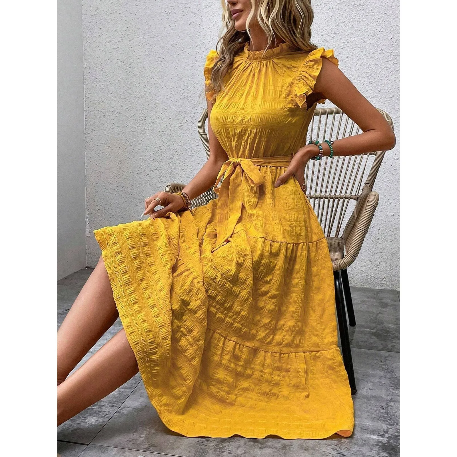 Plataz Women's Summer Dress 2024 New Solid Color Sexy Harvests Lved Sleeveless Skinny Dress HZ0628