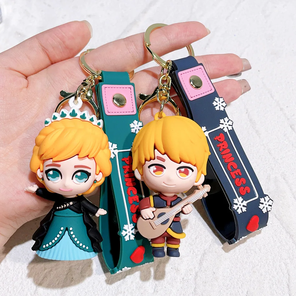 Frozen Princess Lisa Key Pendant Cartoon Silicone Car Keychain Cute Creative Gift anime keychain keychain pendant