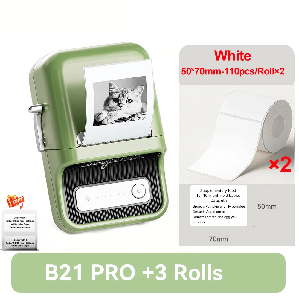 Niimbot B21 Pro ラベルプリンター 300dpi ワイヤレスプリンター 20