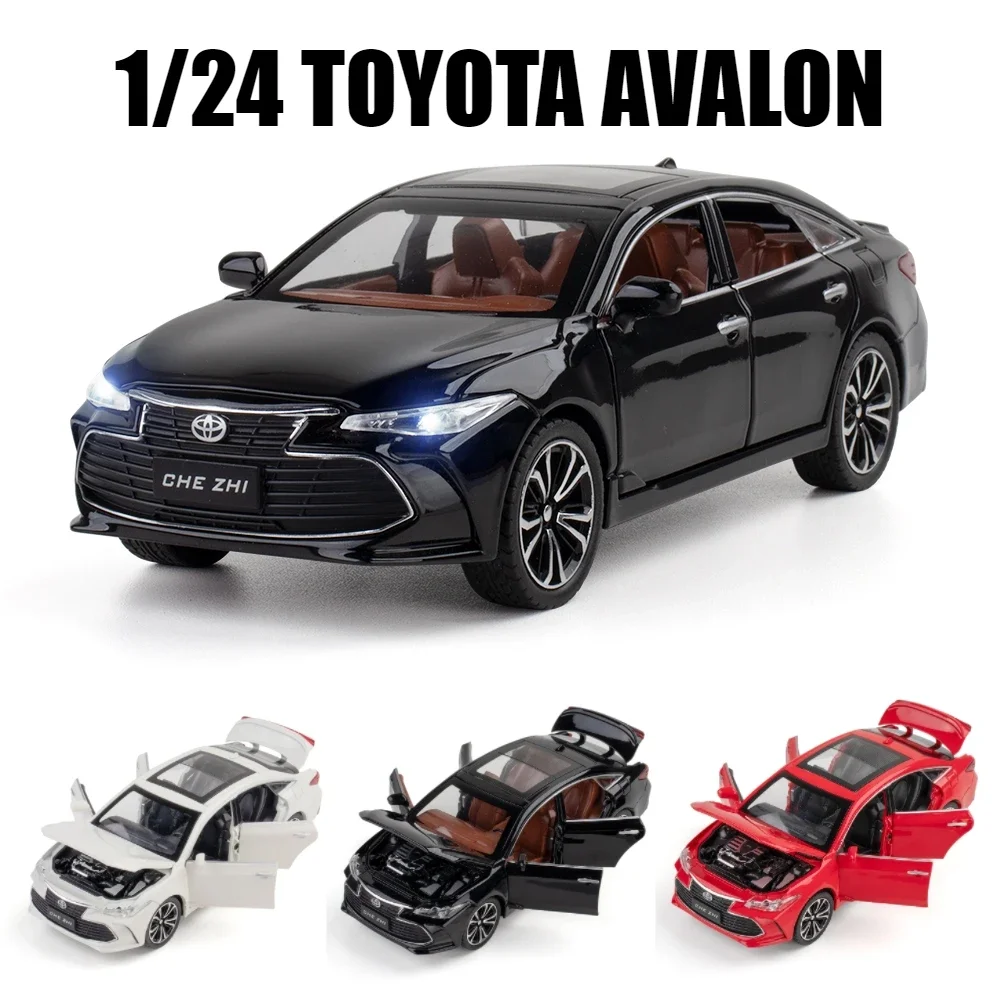 

1/24 TOYOTA Avalon Toy Car For Children Diecast Metal Model Miniature Sound Light Doors Openable Collection Gift For Kids
