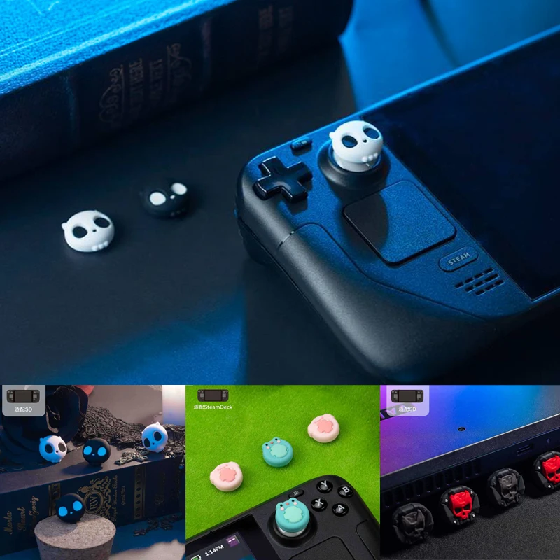 Skull Silicone Soft Thumb Stick Grip Cap Controller Joystick Cover Per Valvola Steam Deck Console Di Gioco Thumbstick Case Accessori