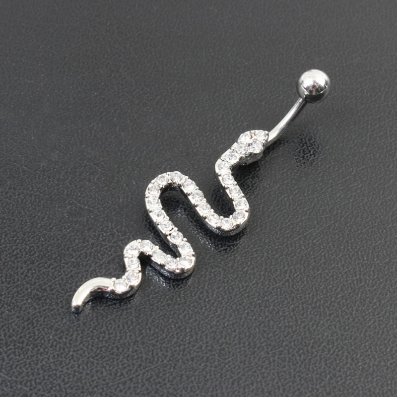 Moissanite Belly Button Piercing Snake Belly Button Rings Dangle Crystal Navel Ring Barbell for Women Girls Belly Piercing Body Jewelry