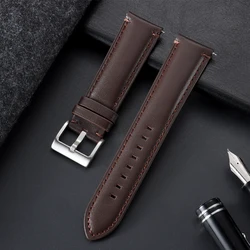 Vintage Quick Release Cowhide Leather Watch Strap - 20mm, 22mm, 24mm - 22mm (Dark Brown)