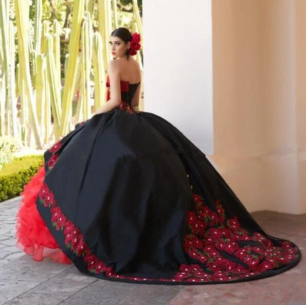 Black Charro Quinceanera Dresses Ball Gown Sweetheart Appliques Beaded  Mexican Sweet 16 Dresses 15 Anos| | - AliExpress