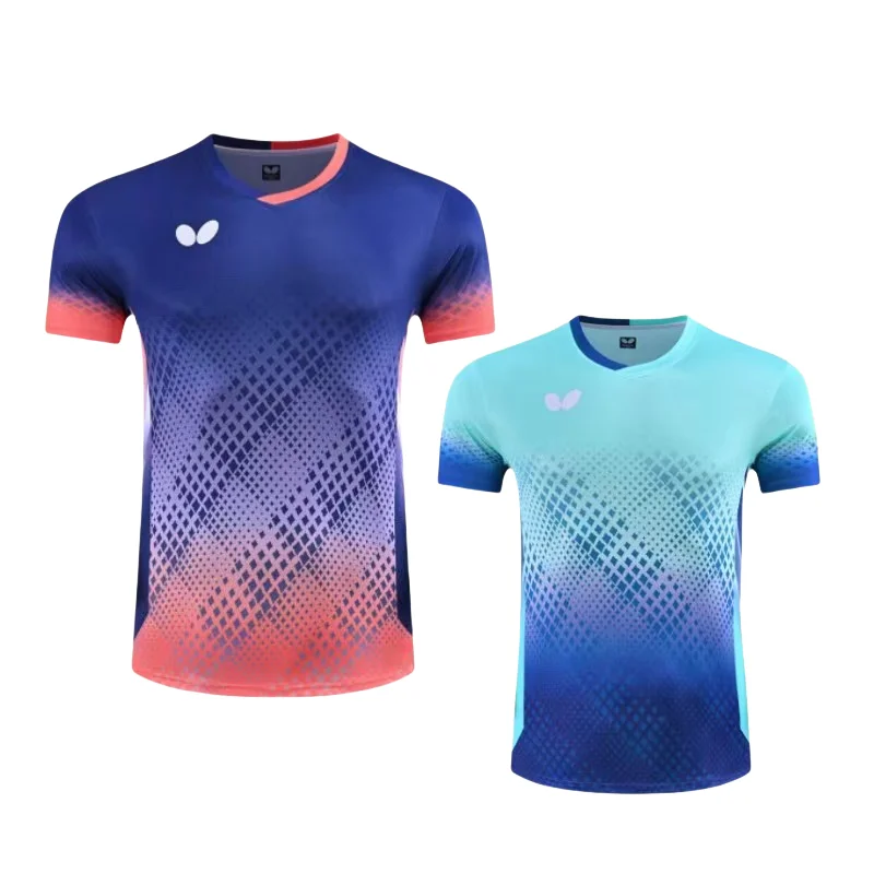 

Custom a pair of shorts butterfly men's and women's table tennis clothes quick drying breathable lapel badminton T-shirt half sl