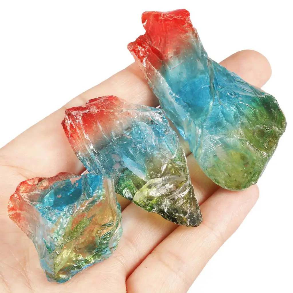0.5lb Titanium Coated Natural Rough Rock Crystal Quartz Raw Stones Diffuser Oils Reiki Healing Minerals Treatment Stone