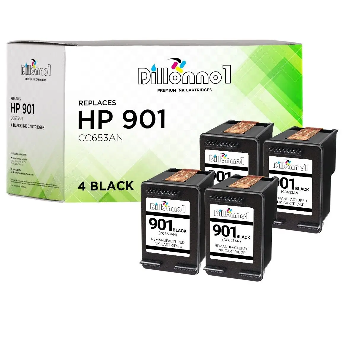 Cartucce Di Inchiostro 4Pk 901 Nero (Cc653A) Per Hp Officejet J4524 J4540 J4550 J4580