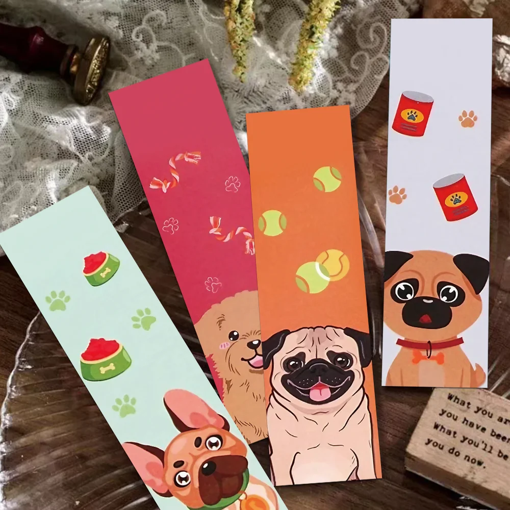Cartoon puppy bookmarks 30pcs minimalist animal decoration student reading books labeling paper cards books diary DIY bookmarks