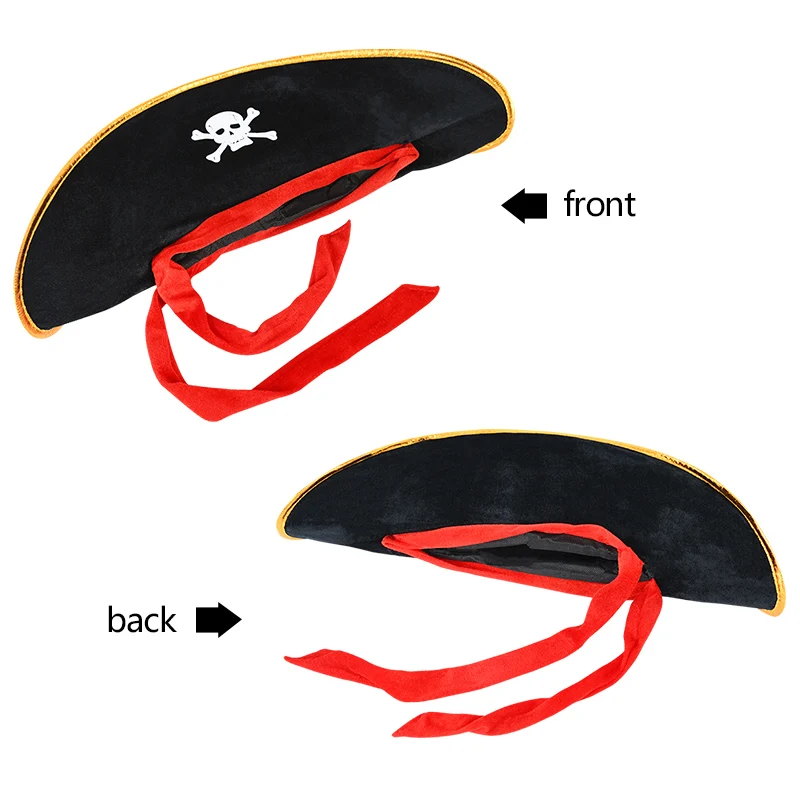 Party hat Pirate hat Skull print pirate captain cap accessories Party hat for Halloween cosplay Caribbean with eye patch