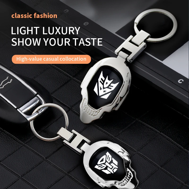 Per Autobots Transformers Decepticons Portachiavi Present Car Styling Portachiavi In Pelle Di Metallo Auto Emblem Badge Portachiavi Accessori