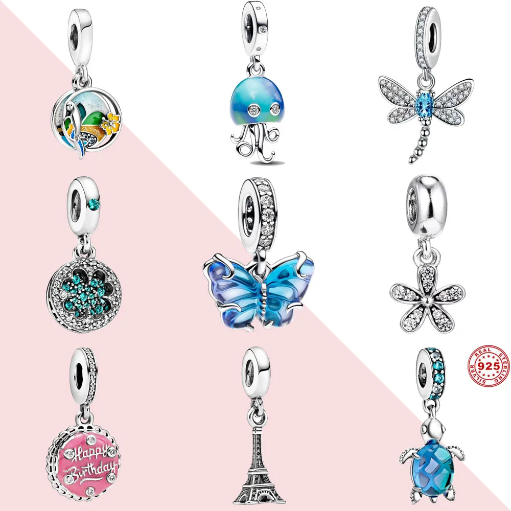 

New Original 925 Silver Charms Starfish and Sea Shell Lucky Four Leaf Clover Dangle Charm Fit Pandora Bracelets DIY Jewelry Gift
