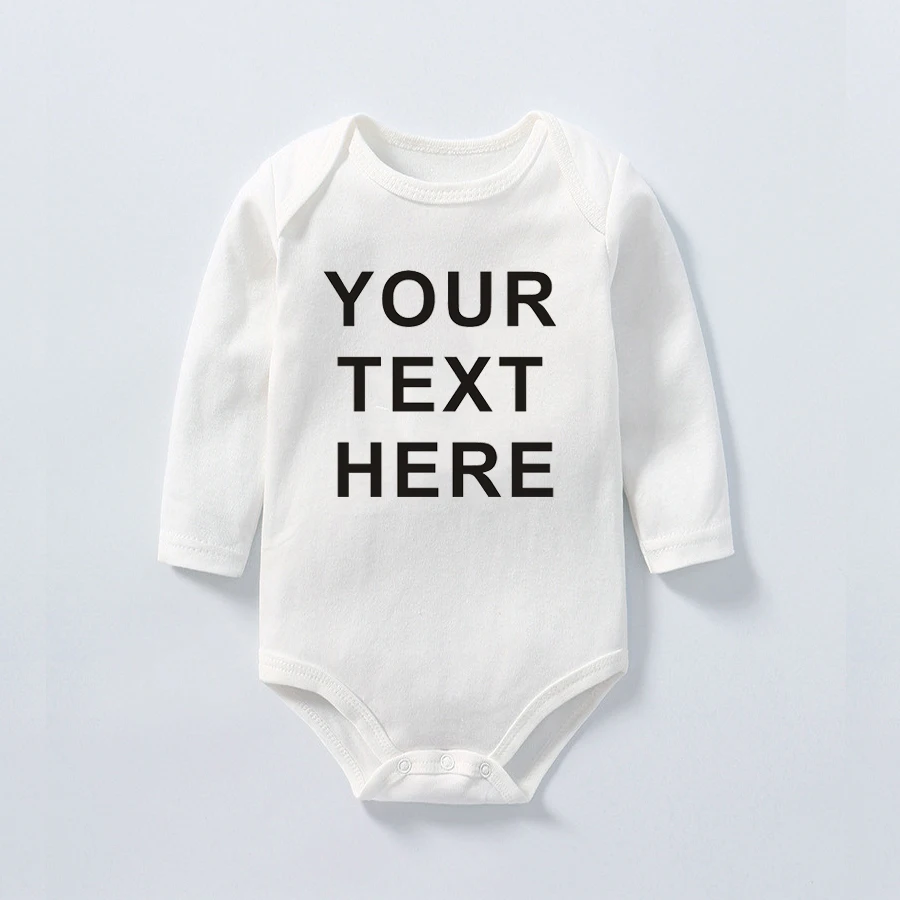 YOUR TEXT HERE Baby Romper Customize Newborn Baby Boy Girl Onesie Cotton Long Sleeve Infant Baby Winter Clothes 4