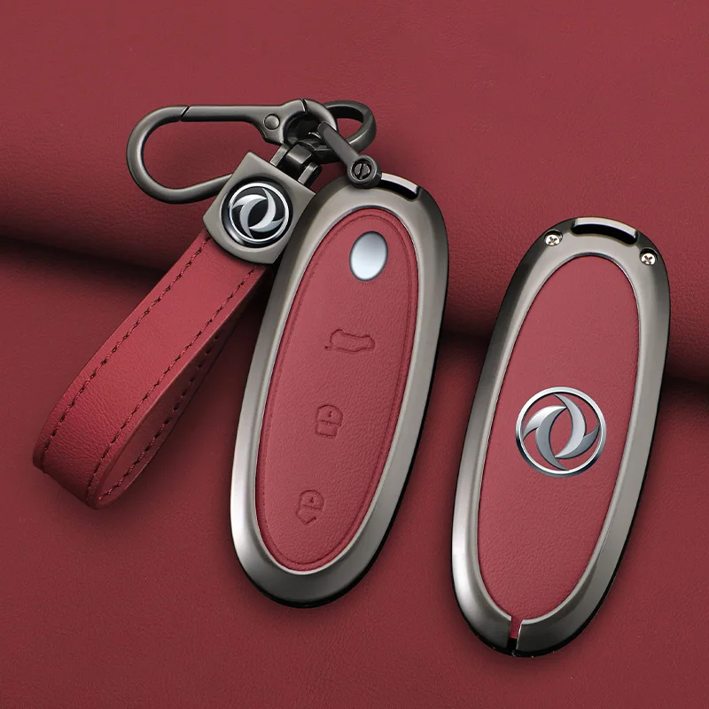 小物 noname 3 Buttons Zinc Alloy + Leather Car Key Case Cover Shell Skin