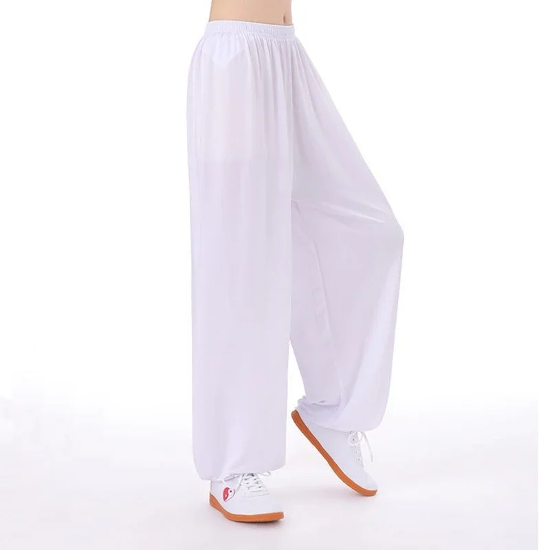 Tai Chi Trousers Martial Art Trousers Unisex Ice Silk Tai Chi Pants Summer Loose Practice Martial Arts