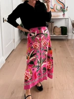 2024 Spring/Summer New Street Tropical Plant Print Retro Half Skirt Women's Elegant Lower Half Colored Printed Half Skirt - Image 5