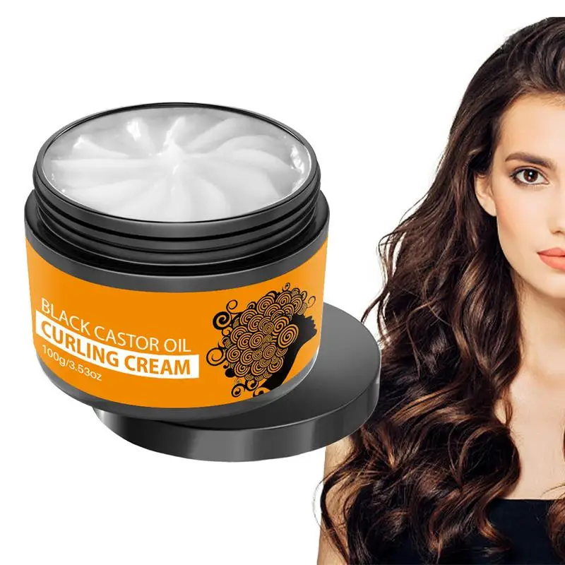 Curl Cream for Curly Hair Moisturizing Black Castor Oil Curling Cream Frizz Control Hair Styling Products 3.53oz for Strong Hold
