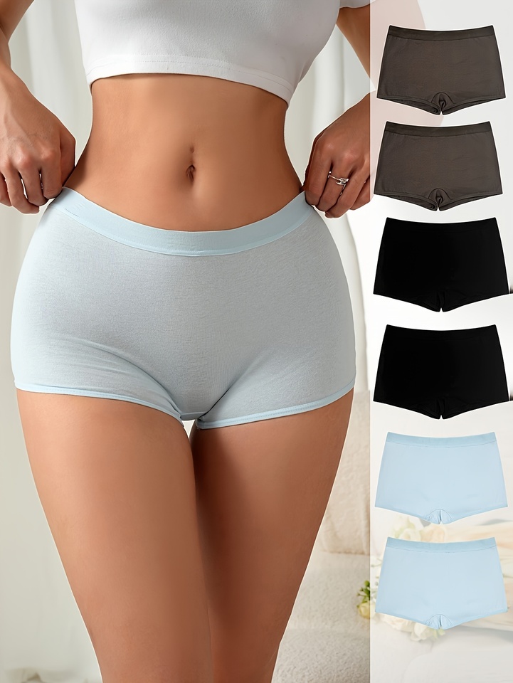 6-piece basic women's underwear, cotton non-clogging boxer pants, women's quadrangle underwear