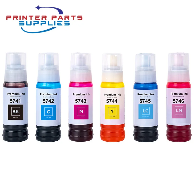 1Set 6PCS 056 057 107 108 574 Water Based Bottle Refill Dye Ink for Epson L8050 L8058 L18050 L18058 ET-18100 Printer