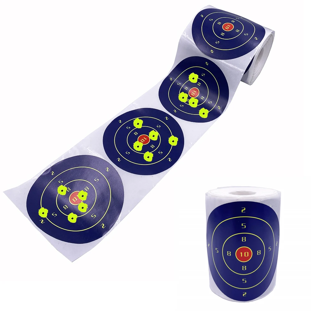 

4 Inch Blue N Bullseye SplatterBurst Sticker Shooting Targets Reactive Color-Impact 200Pcs/Roll Outdoor N Indoor Sports Hunting