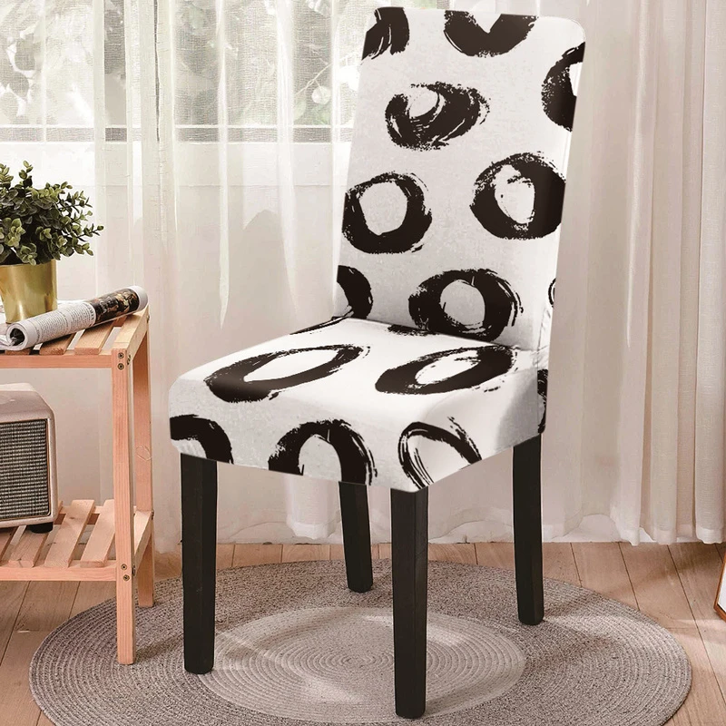 Circle Fork Geometric Dining Chair Cover Spandex Elastic Chair