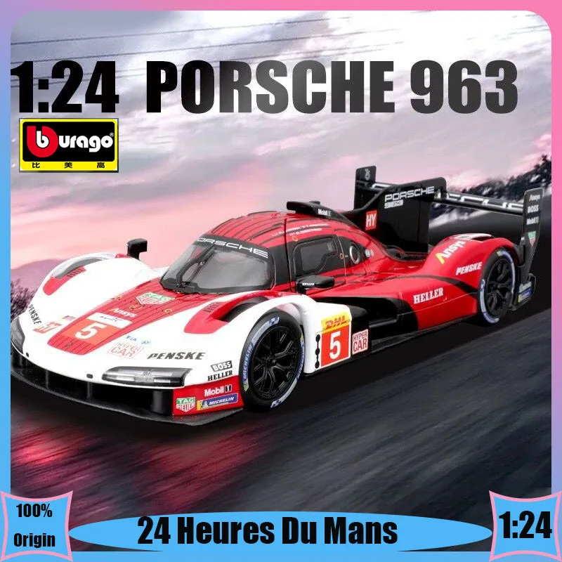 

Лидер продаж, модель автомобиля Bburago на 24 часа, модель автомобиля Ferrari 499p Porsche 963 из сплава, роскошная модель автомобиля, подарок для детей, 1:24