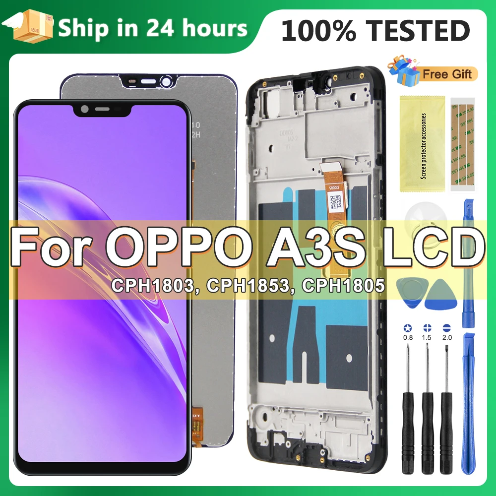 

6.2" NEW AMOLED For OPPO Realme A3S CPH1803 LCD Dipslay Touch Screen Digitizer For Realme A3s CPH1853 With frame Replacement