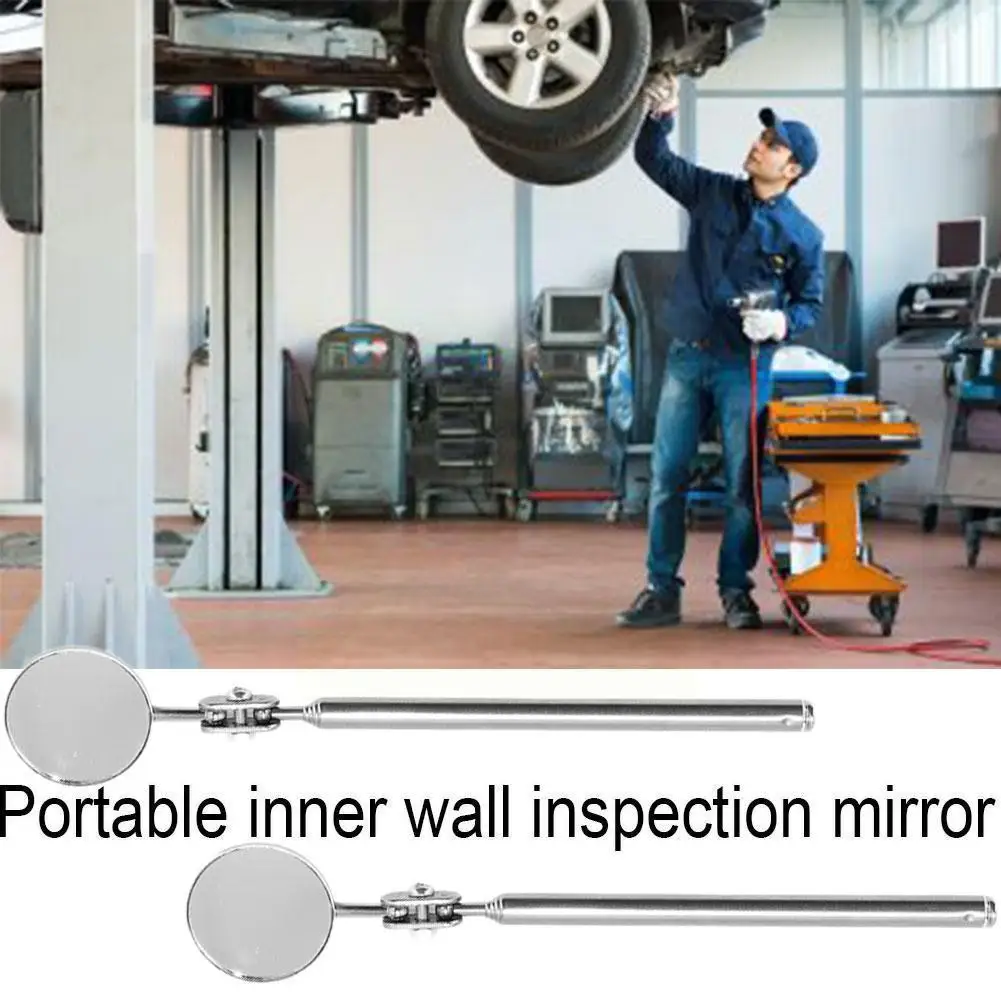 03 Mini Round Mirror Car Mechanical Repair 360 Retractable Angle View Detection lens Telescopic Inspection 