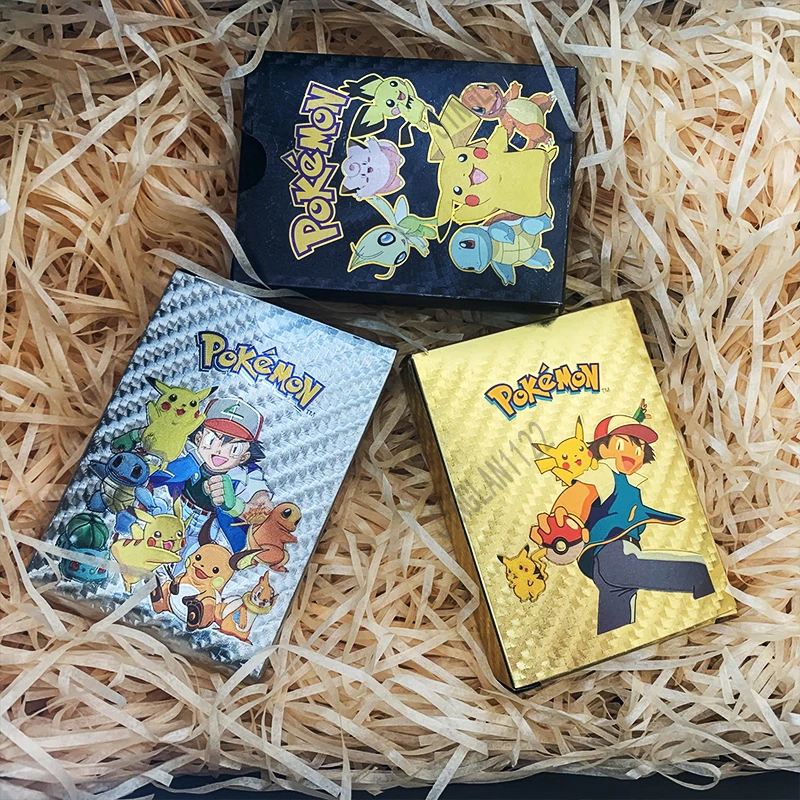 Boîte de cartes de jeu Pokémon Pikachu doré et argenté, carte de jeu  Charizard Vmax Gx, espagnol, anglais, français, cadeau garçon, 11-55 pièces  - AliExpress
