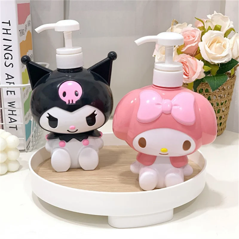 

500/750ML Sanrio Cinnamoroll Kuromi Mymelody Cartoon Shampoo Conditioner Bottle Dispenser Refillable Containers for Liquid Soap
