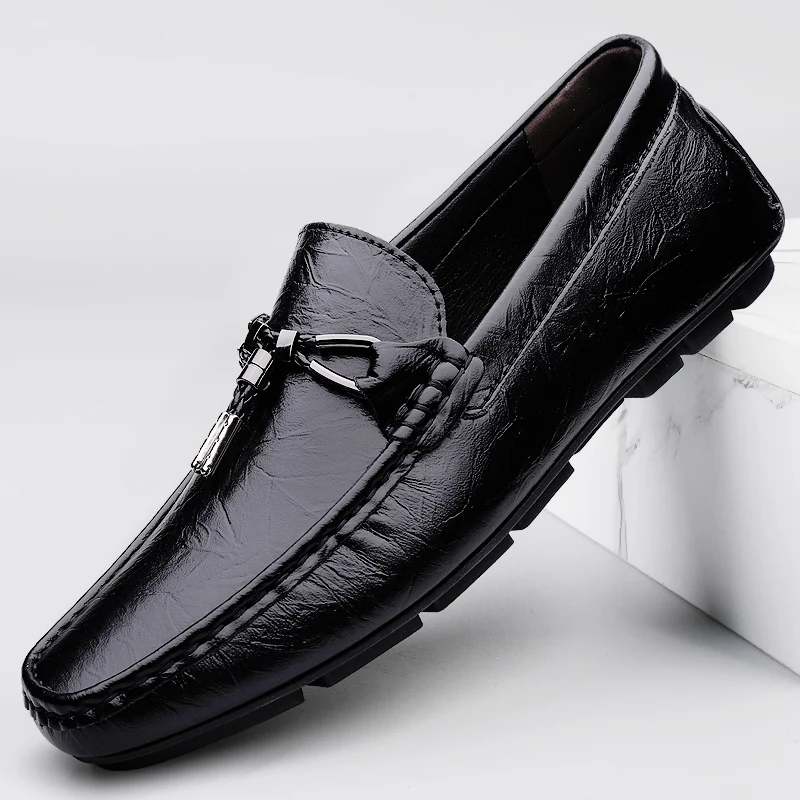 Summer Mens Casual Shoes Genuine Leather Mens Loafers Moccasins Hollow Out Walking Shoes Breathable Slip on Flats Driving Shoes 2