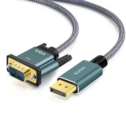 Display Port to VGA Adapter Cable for Monitor and Projector Connection