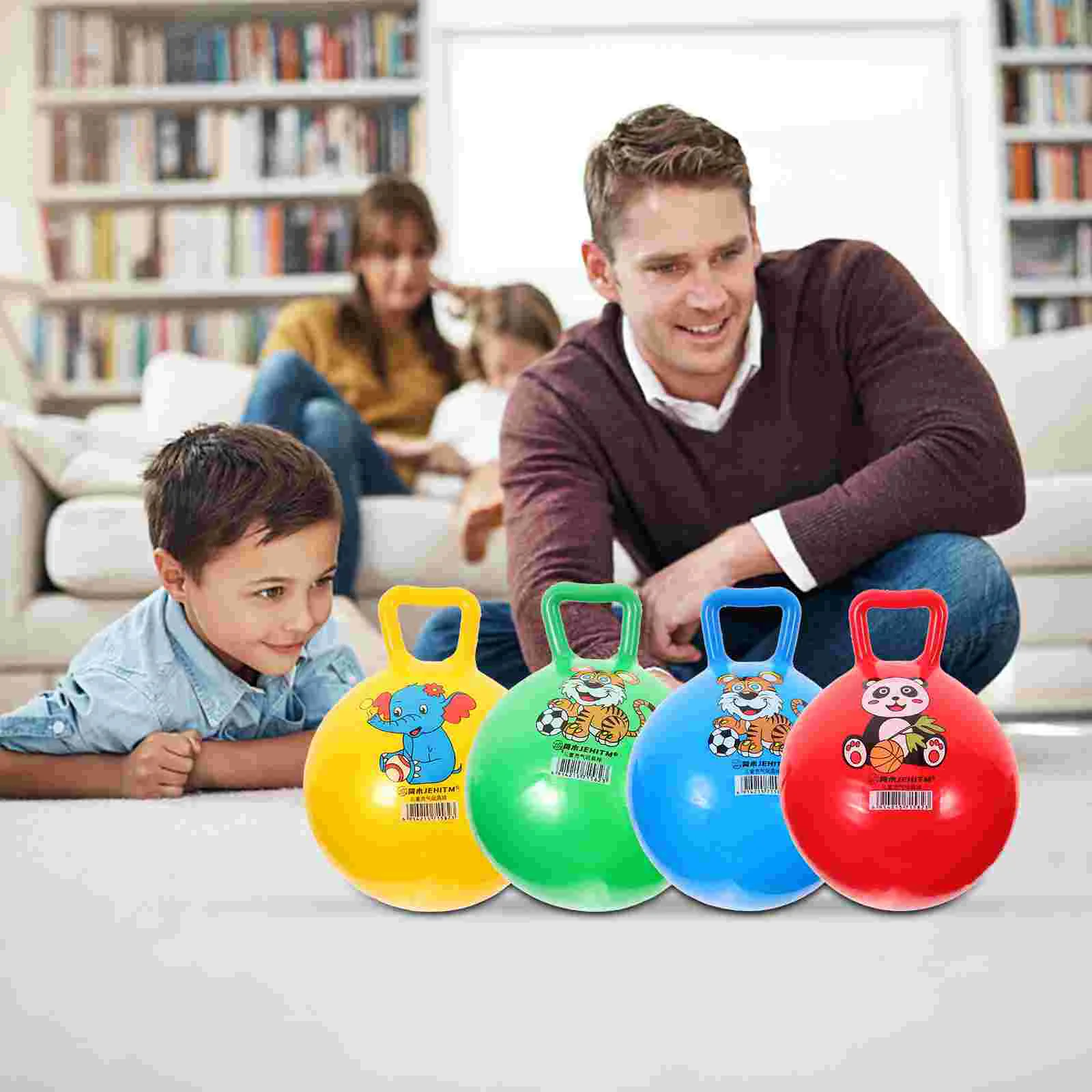 

Toyandona Ball Children 4Pcs Hopper Jumping Bouncing Exercise Toy Color Animal Fitness Children Inflatable Pattern Balls