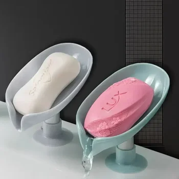 1 pz portasapone di scarico a forma di foglia scatola di sapone vassoio a ventosa stendino per doccia spugna contenitore cucina accessori per il bagno 1