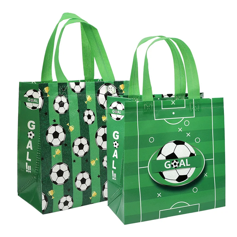 5/10Pcs Sport Theme Football Gift Bag Non-Woven Soccer Shopping Tote Bag Kids Boy Birthday Party Favors for Guests Candy Packing
