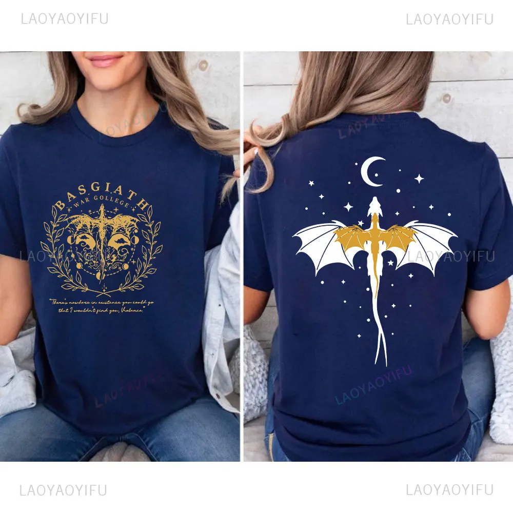 Men's T Shirts Fourth Wing Double-Sided TShirt Basgiath War College Shirt Women Tees Short Sleeve Graphic Vintage Bookish Tee 4
