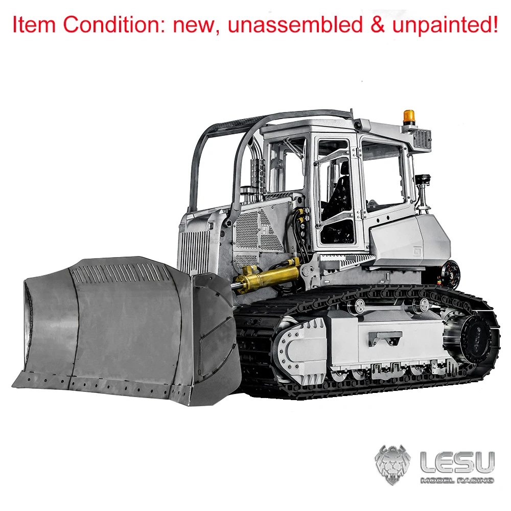 Aoue-850K LESU 1/14 RC Metal Hydraulic Bulldozer Black Tracks Construction Truck Dozer Light System Unpainted Kits Model TH22775 3