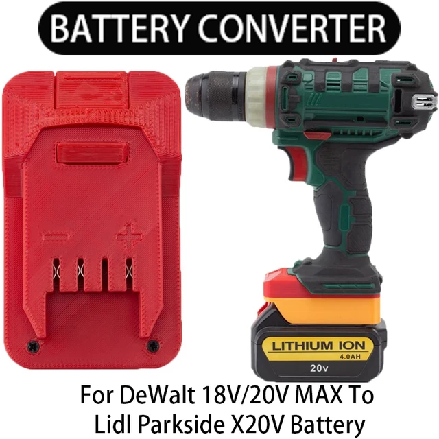 Adaptateur batterie Dewalt vers machine Parkside 18V à 20V