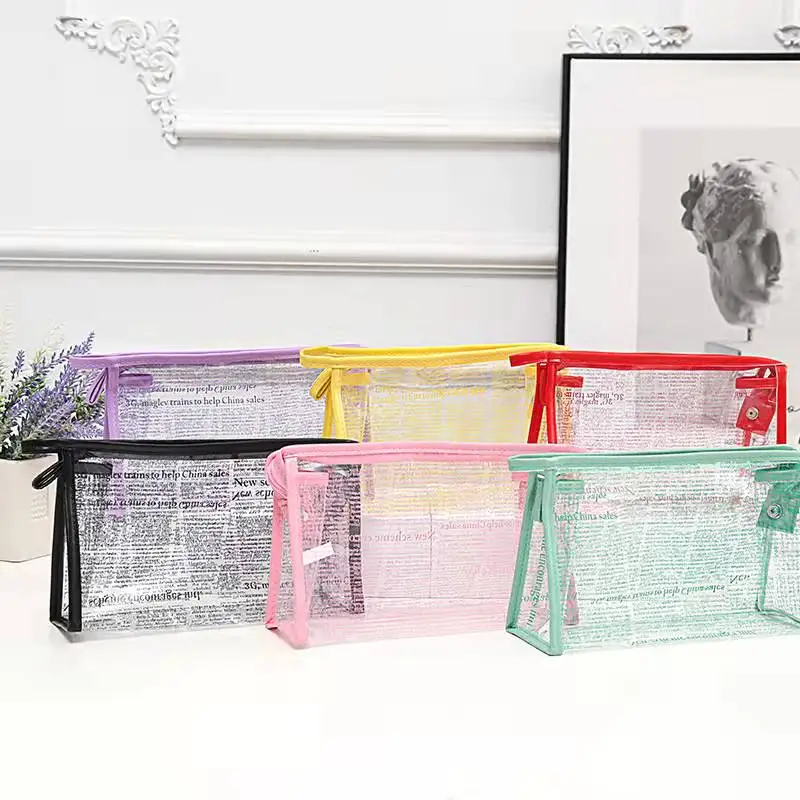 

10pcs Transparent Cosmetic Bag Portable Travel Cosmetic Bags Cosmetic Brush Storage Case Large Capacity Cosmetic Bag