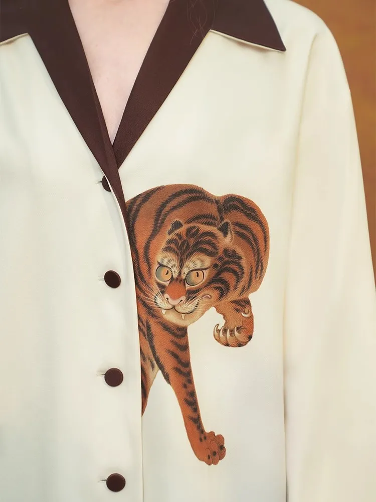 Tiger Hand Drawn Jacket for Women, Autumn, New Arrival